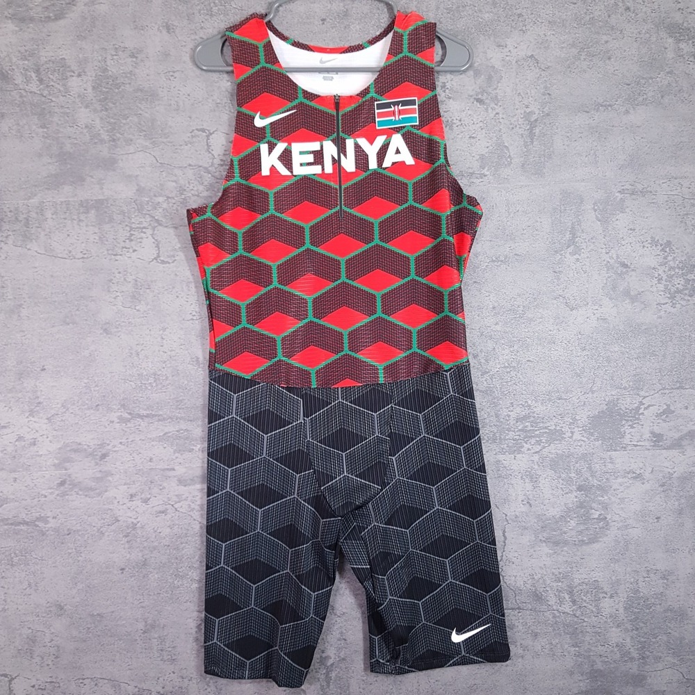 NIKE‎ Kenya International Team Pro Elite Speedsuit Singlet Mens XL Red Black
